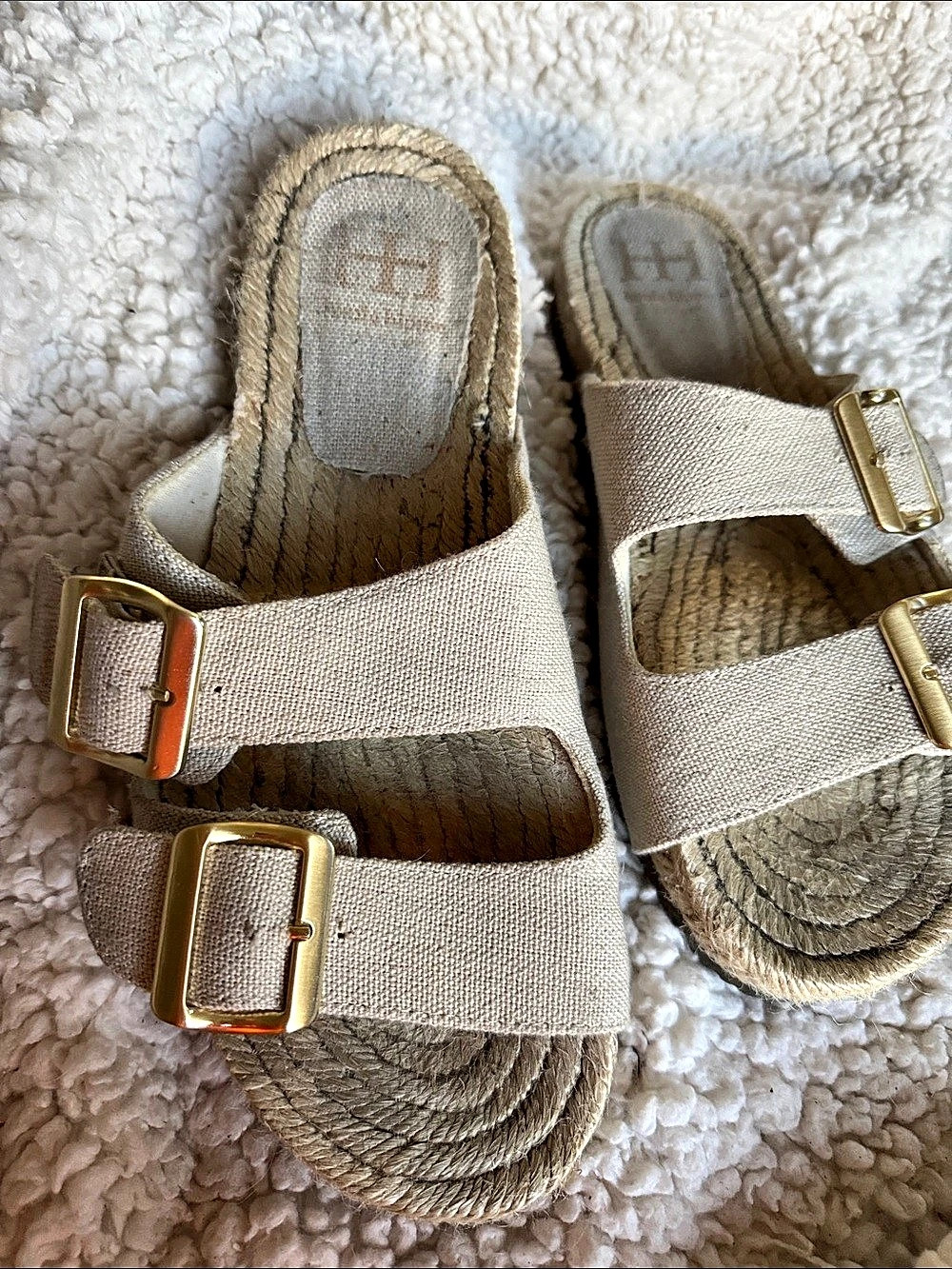 Haute Hippie Nikki Espadrille Slide Sandals in Beige